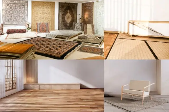 A collage showcasing various styles and patterns of carpets in dubai shop arranged artistically.