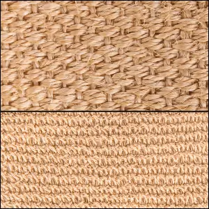 Close-up view of two natural sisal carpet textures in beige tones, showcasing the durable and eco-friendly carpet options available in Dubai for homes and offices.