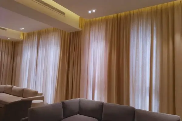 bedroom yellow curtains in dubai