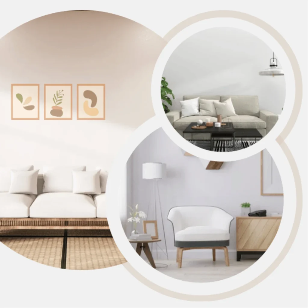 furniture images in three circles of furniture shop in dubai